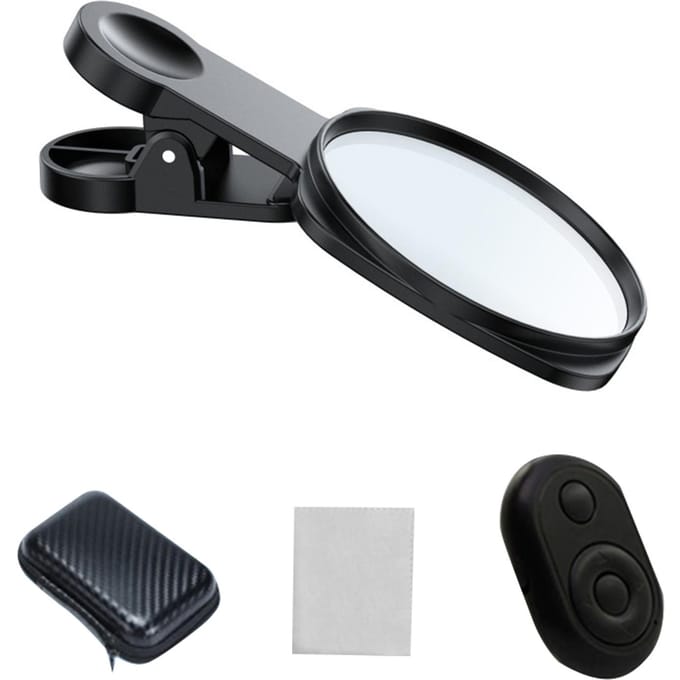 Caméra Arrière de Téléphone Miroir Selfie avec Télécommande BT pour Selfie Vlog Diffusion en Direct noir