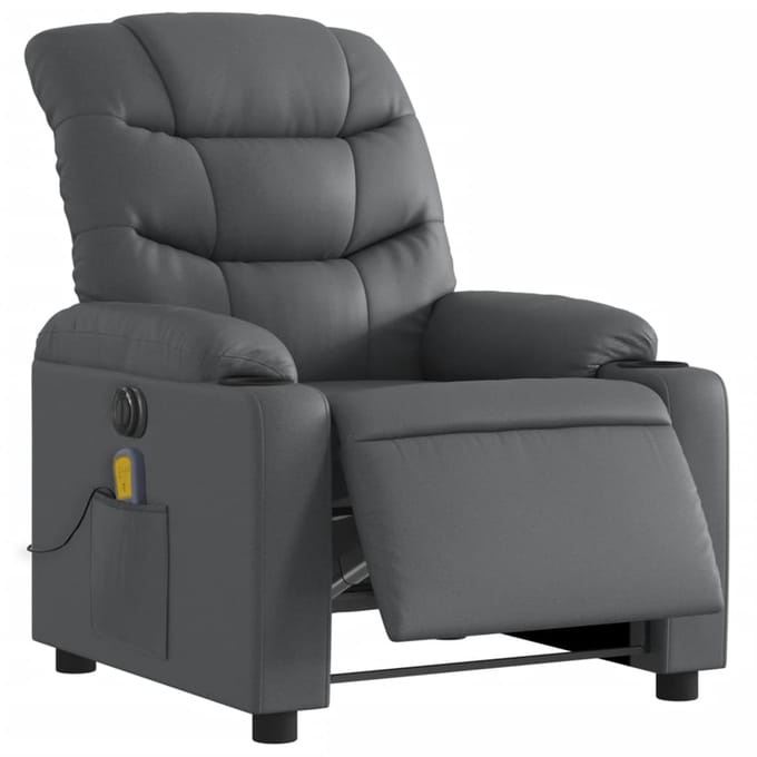 vidaXL - Massagestoel - verstelbaar - elektrisch - kunstleer - grijs