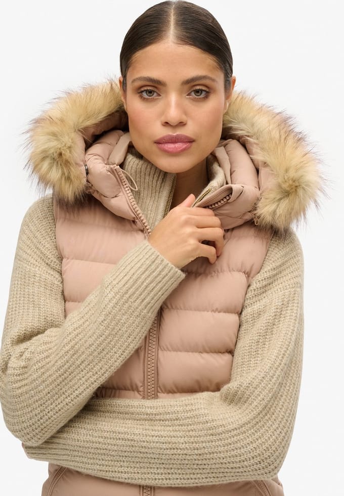 Superdry - Fuji bodywarmer van imitatiebont met capuchon - Dames - Gilets