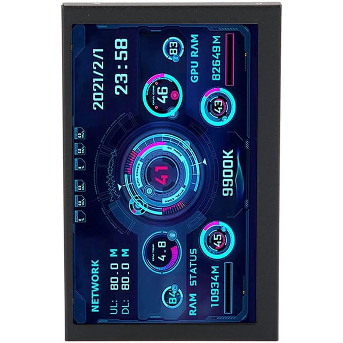 Moniteur de Température PC 5 Pouces IPS Affichage de Température Moniteur de Données Multifonctionnel PC CPU pour CPU GPU