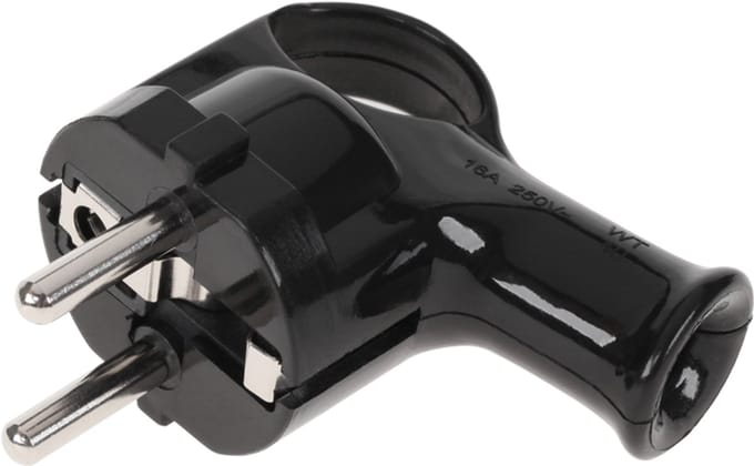 Elgotech Serie WT - Hoekstekker met Aarde - Unischuko - Zwart - Makkelijk te Monteren