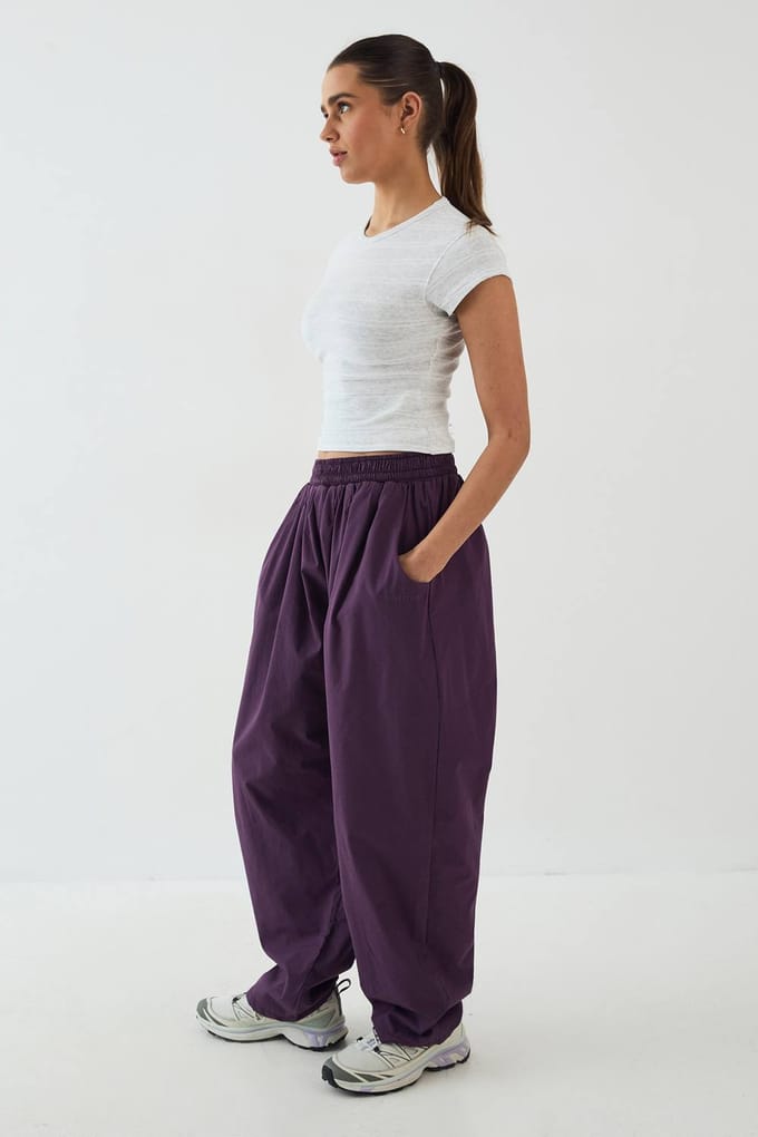 Dames Dsgn Studio Oversized Broek Met Elastische Taille En Ballonpijpen | Pruim | Maat: Medium