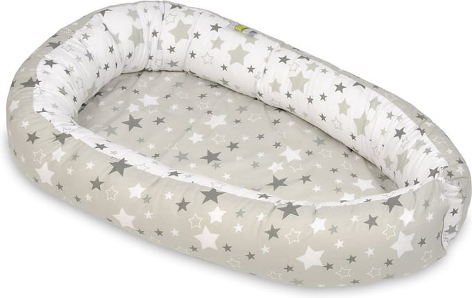 Baby nestje - wit grijs - sterren - met uitneembaar matras
