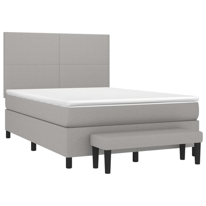 vidaXL - Boxspring - met - matras - stof - lichtgrijs - 140x200 - cm