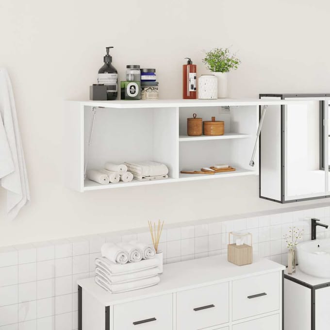 Meuble Haut Mural de Salle de Bain Blanc 100 x 25 x 40 cm Panneau de Particules
