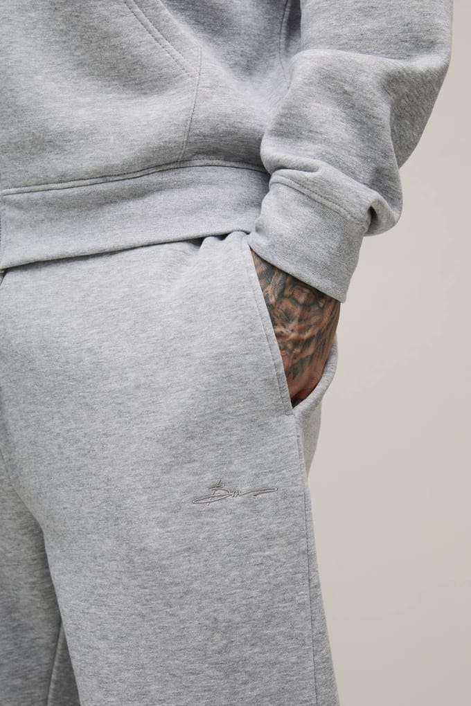 Tall Basic Bm Signature Regular Fit Joggingbroek | Grey Marl | Size Small