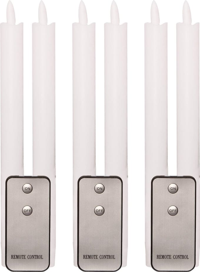 Anna's Collection LED dinerkaarsen - 6x - wit - 23 cm - met afstandsbediening