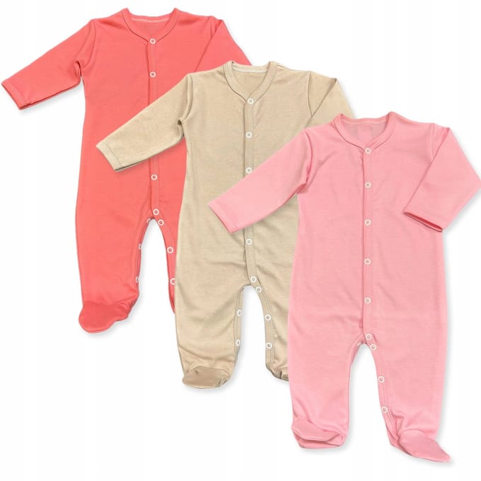 Dartomik - 3-PAK Set van Babypyjama's - 50 - Rozig - 100% Katoen - Oeko-Tex