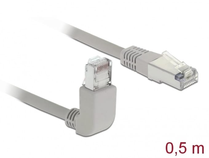 Delock Network cable RJ45 Cat.5e SF/UTP upwards angled / straight 0,5 m