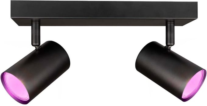 Ledvion - LED Plafondspot - Zwart 2-lichts - Dimbaar - 5W - GU10 - IP20