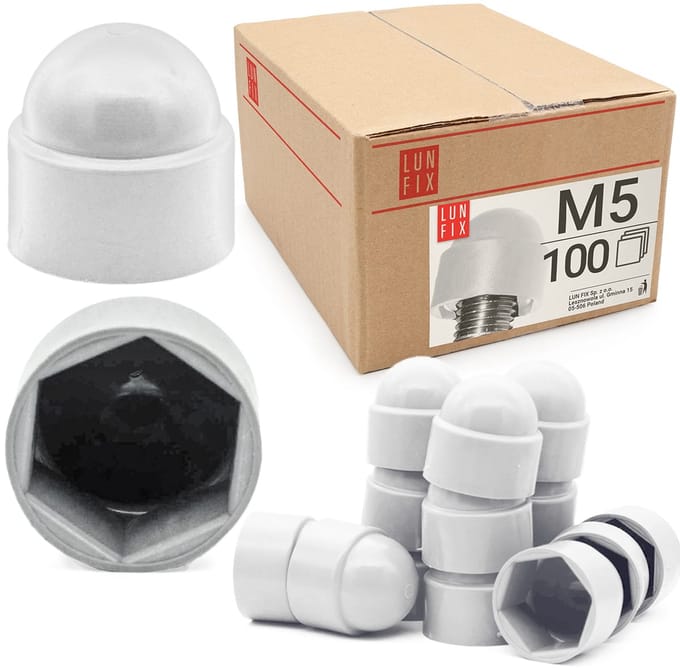 LUN FIX - Schroefkap - Zeskant Dekking - M05 - 100 Stuks - Wit - Beschermkappen