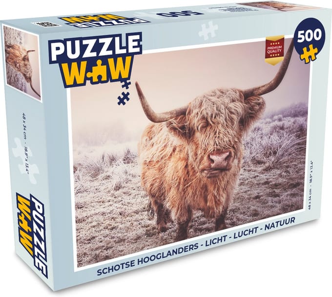 Puzzel Schotse hooglanders - Licht - Lucht - Natuur - Legpuzzel - Puzzel 500 stukjes