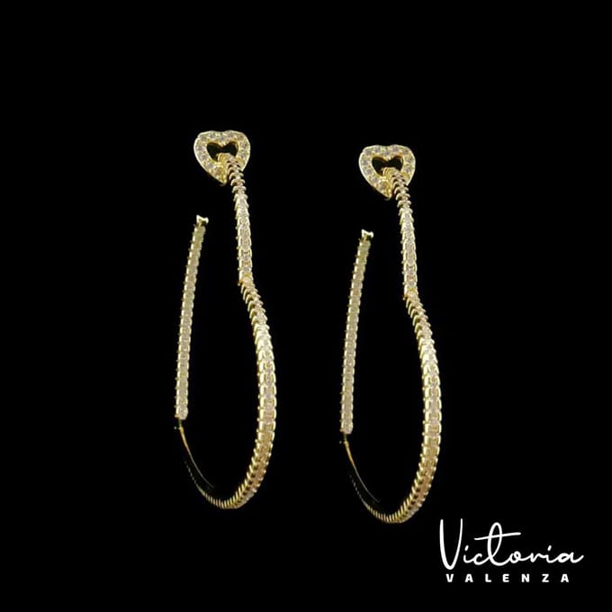 Victoria Valenza Rimini oorhangers - Messing Witte Steen - Goudkleurig