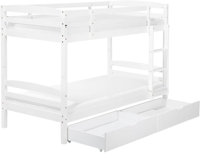 REGAT - Stapelbed met opbergruimte - Wit - 90 x 200 cm - Dennenhout