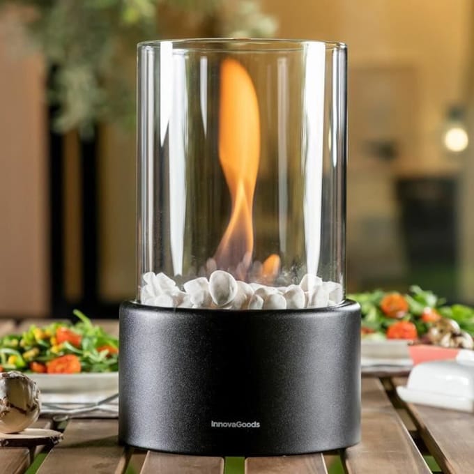 Cheminée de table au bioéthanol - INNOVAGOODS - V0103774 - Noir - Capacité 150 ml - Sans fumée - Ø16x26,5 cm noir