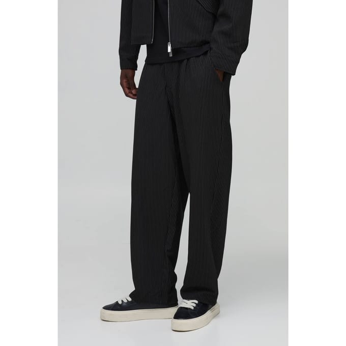 Krijtstreep Relaxed Fit Getailleerde Co-ord Pantalon | Black | Size 32