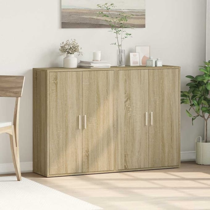 vidaXL - Dressoirs - 2 - st - 60x31x84 - cm - bewerkt - hout - sonoma - eikenkleurig