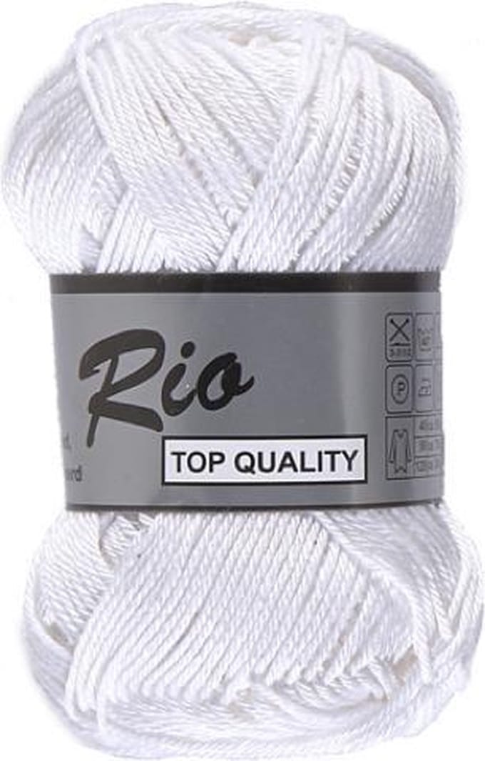 Lammy yarns Rio katoen garen - wit (005) - naald 3 a 3,5mm - 10 bollen