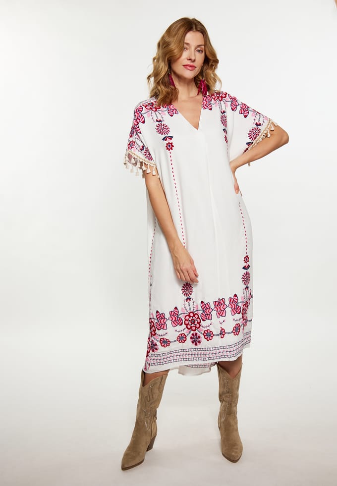 usha Jurk Dames Wit Veelkleurig