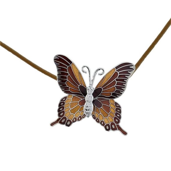 Behave - Vlinder ketting dames - Emaille bruin - Bohemian sieraden trend