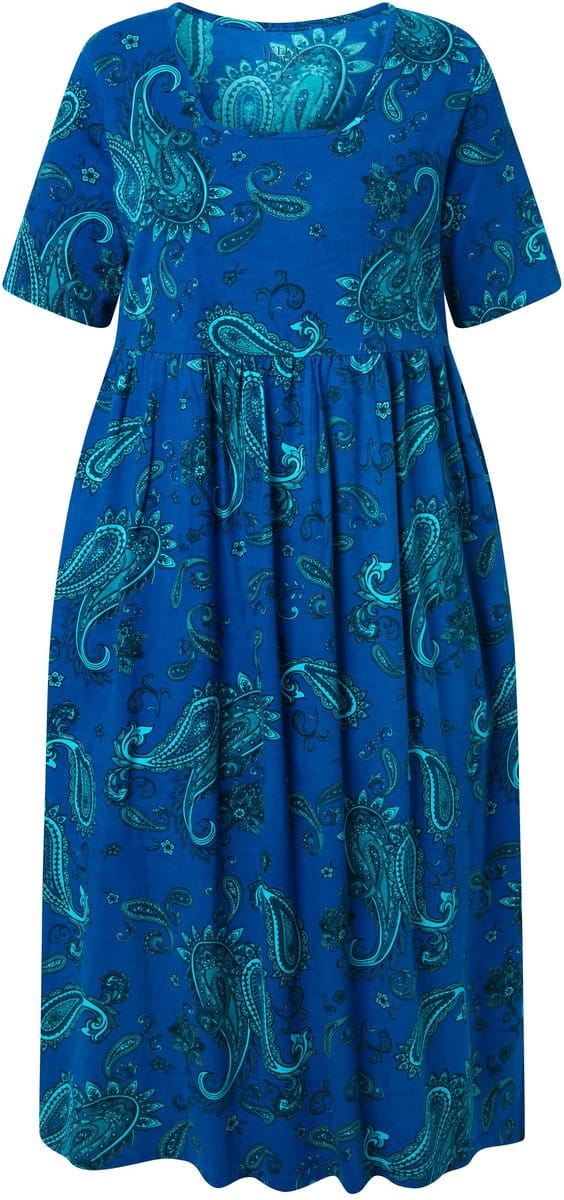 Ulla Popken - Dames - Jersey maxi-jurk - Korenbloem - Maat 62+