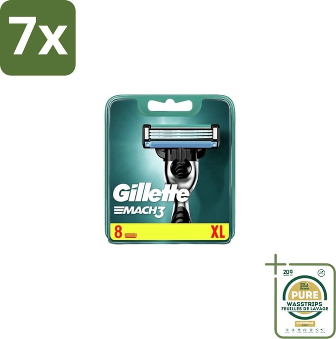 7 x Gillette – Mach3 – Scheermesjes – 8 mesjes - Grootverpakking - Scheren - Scheermesjes - Scheercomfort - Roodheid - Huidbescherming