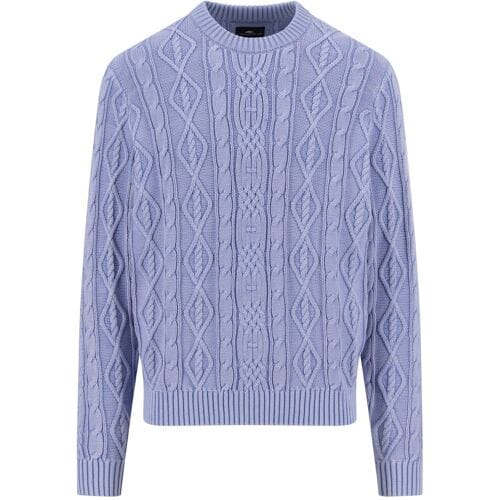 Fynch-Hatton Trui Mock-Neck Coastal Cable New Breeze / male