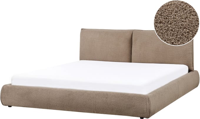 VINAY - Tweepersoonsbed - Taupe - 180 x 200 cm - Bouclé