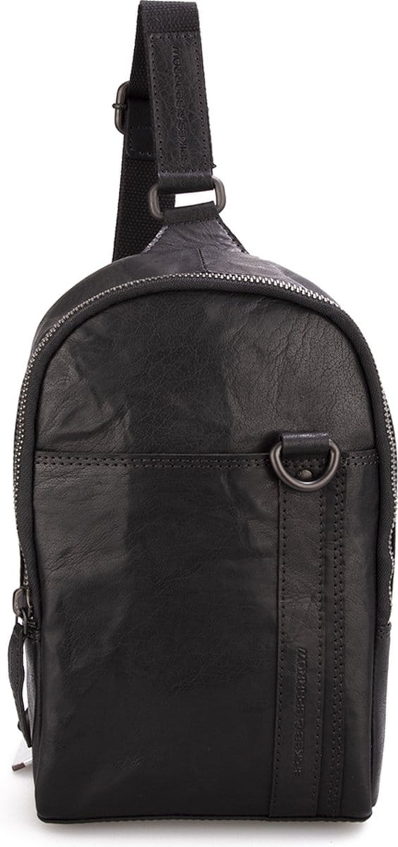SPIKES & SPARROW Leren Schoudertas Authentic Slingbag Black Zwart