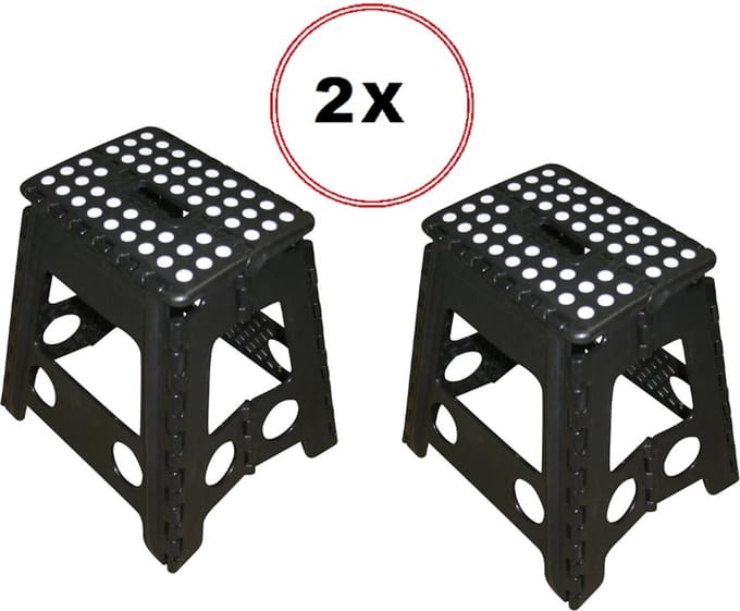 Benson Opvouwbare Kruk Zwart/Wit - 2 Stuks