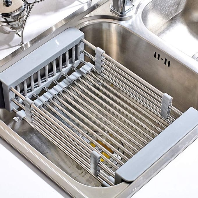 Afwasrek - Keuken Organizer - Afdrogen Keukengerei - Uitschuifbaar - Verstelbaar - Zilver