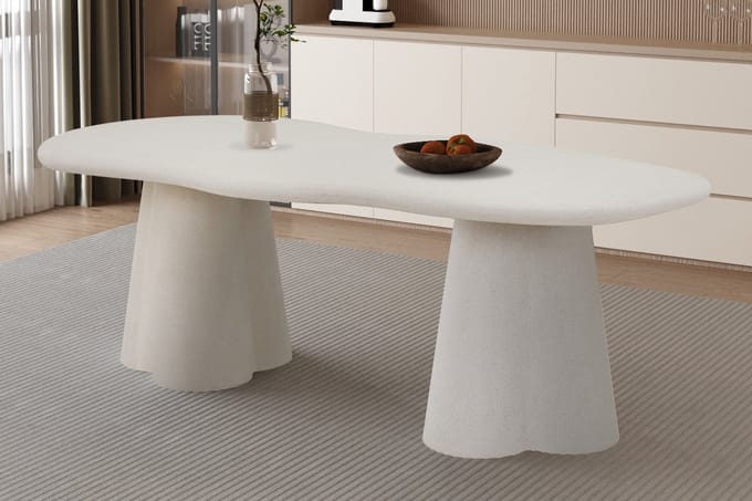 Tafel 'Faro' 220 cm Organisch Cement H 76 x L 219.5 x B 99.5 cm