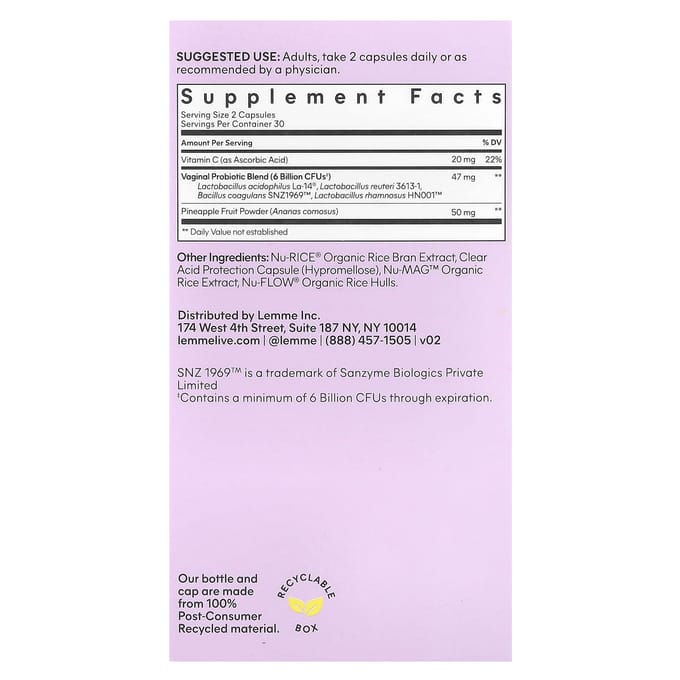 Purr, Vaginale Gezondheid Probiotica, 60 Vegan Capsules