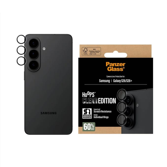 PanzerGlass Screenprotector geschikt voor Samsung Galaxy S26 Glazen | PanzerGlass Hoops Camera Lens Protector - Case Friendly