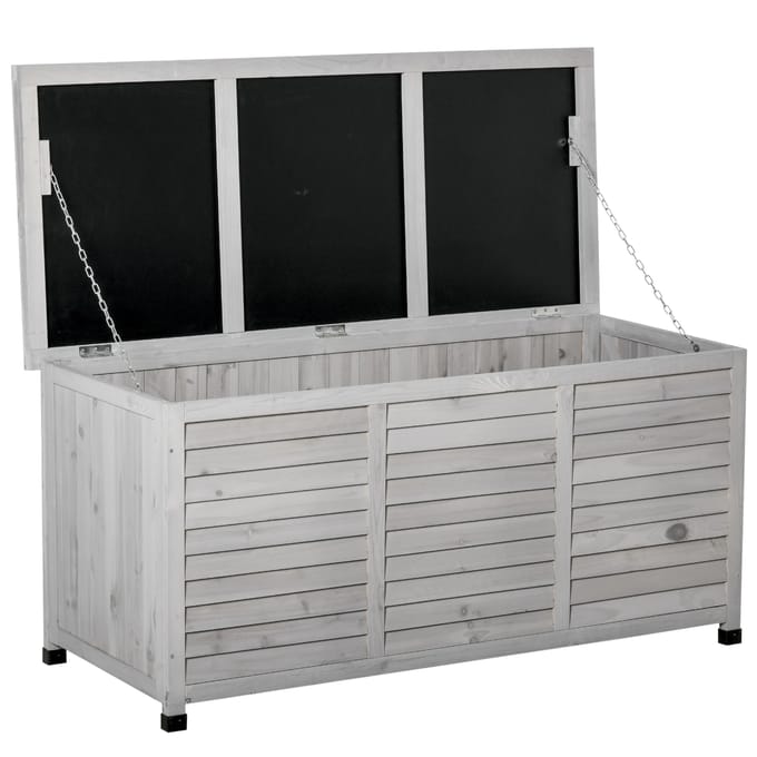 NONE Outsunny Buitenopslagkist 284L Waterdicht met Te Openen Deksel Grijs grijs