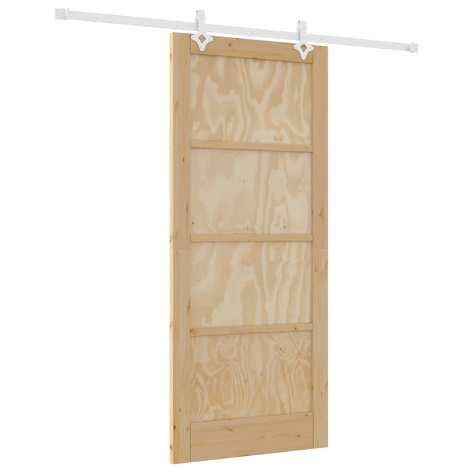 vidaXL - Schuifdeur - Natuurlijk - en - Wit - 86 - x - 198,5 - cm - Massief - grenenhout