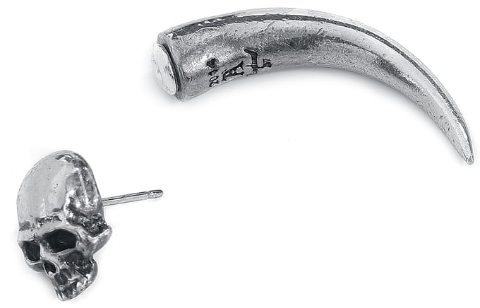 Alchemy Gothic - Gothic Oorstekers - Tomb Skull Horn - zilverkleurig
