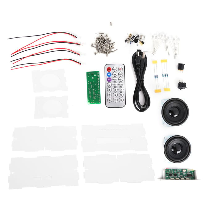 Doe-het-zelf Bluetooth Luidspreker Box Kit Kleine Spraakbesturing Licht Elektronische Geluidsversterker Set white