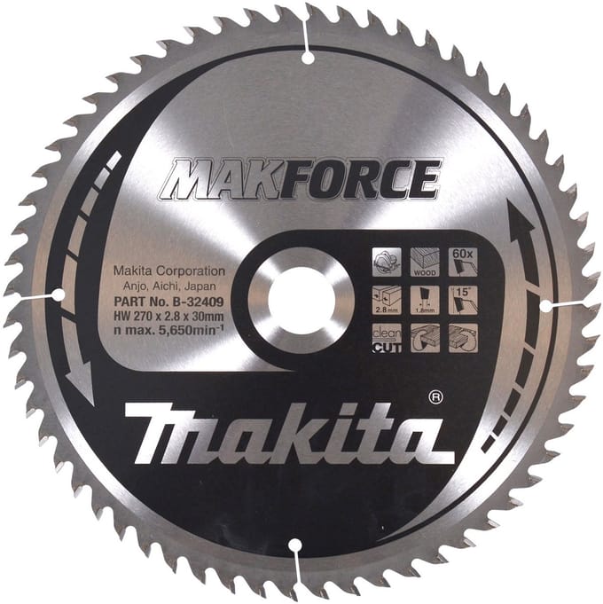 Makita B-32409 B-32409 Cirkelzaagblad 270 x 30 x 2.8 mm Aantal tanden: 60 1 stuk(s)