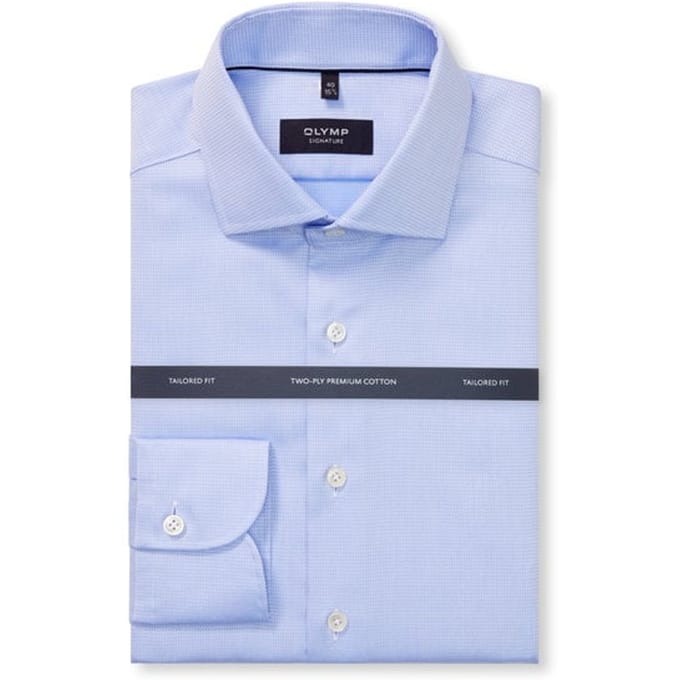 OLYMP Signature Overhemd, Tailored Fit, Signature Kent, Bleu