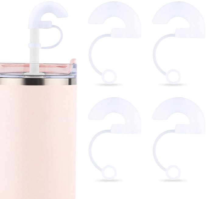 Cosensi - Dailygoods - Set van 4 Rimpelbestendige Siliconen Rietjes met Doppen