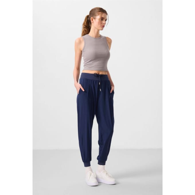 Mid-waist dunne jersey joggingsbroek met zak