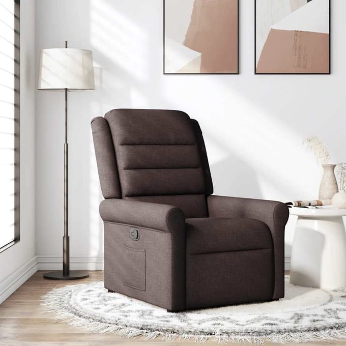 vidaXL - Fauteuil - verstelbaar - stof - donkerbruin