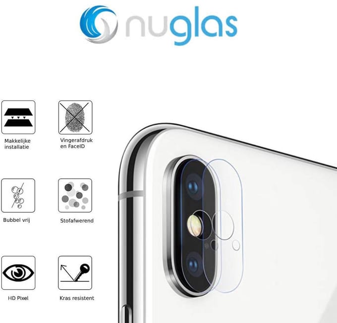NuGlas camera lens protector voor iPhone X / XS / XS Max - Beschermglas iPhone - Tempered Glass