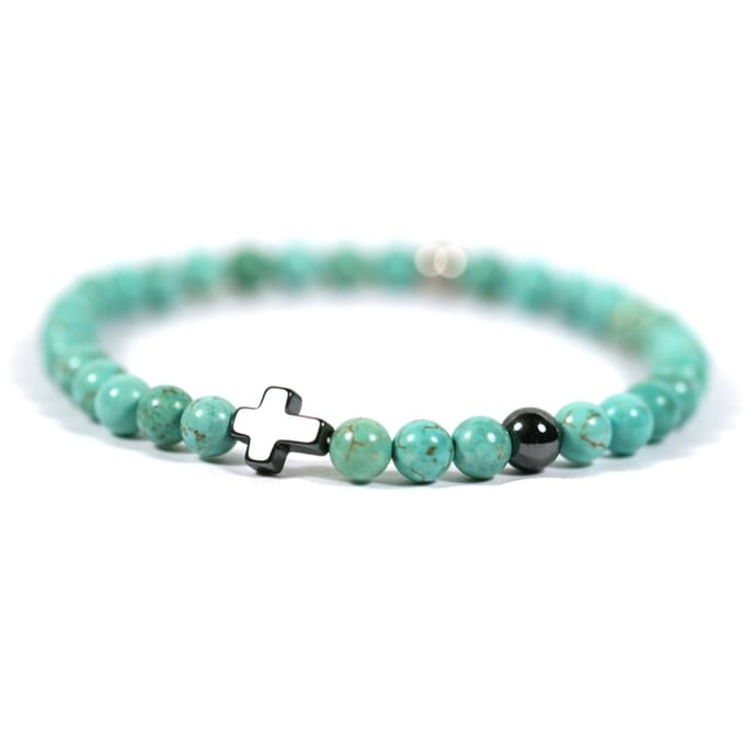 Ibizamen - Heren - armband - turkoois - turquoise - 8mm - 19cm