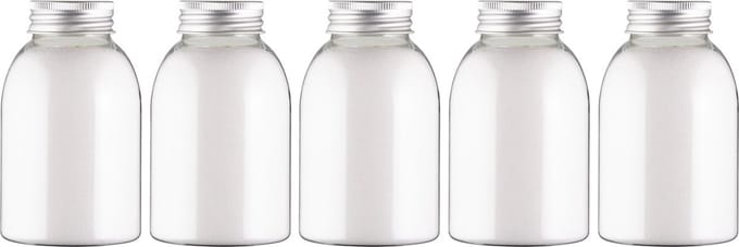 Scrubzout Perzik - 300 gram - fles met aluminium dop - Hydraterende Lichaamsscrub - set van 5 stuks