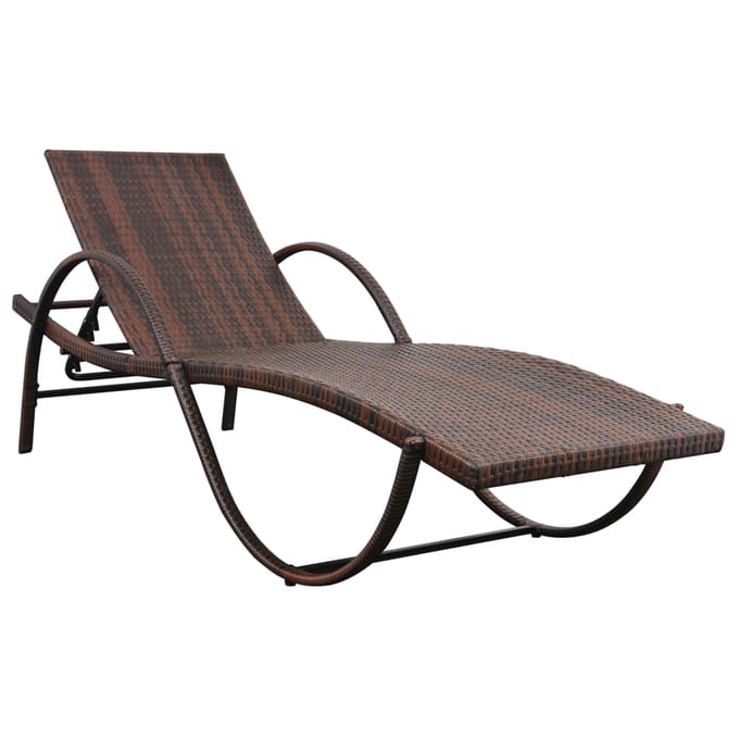 vidaXL - Ligbed - met - kussen - en - tafel - poly - rattan - bruin