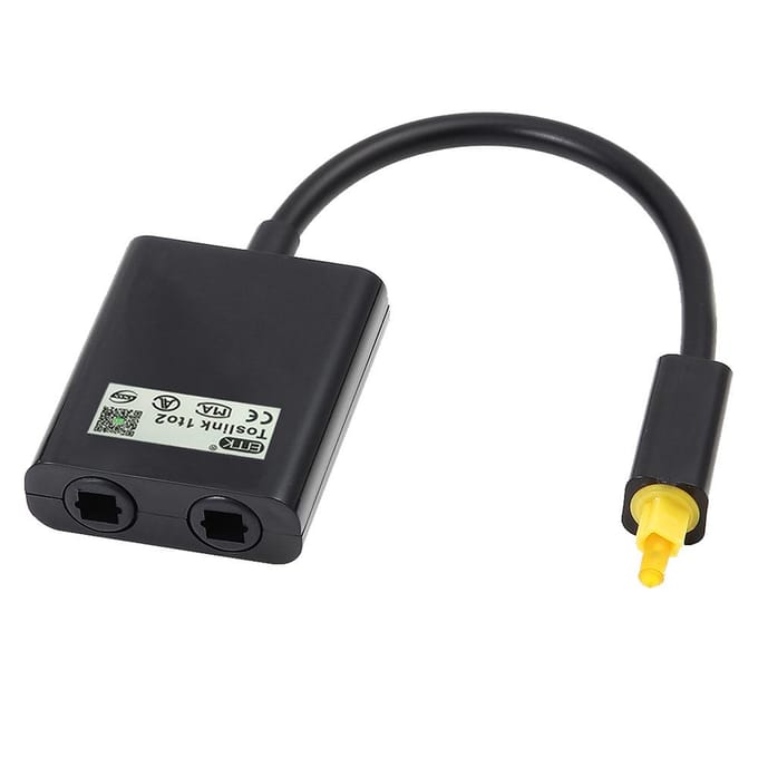 1 tot 2 audioadapter Digitale optische kabelsplitter Glasvezel Audioadapter Glasvezel zwart