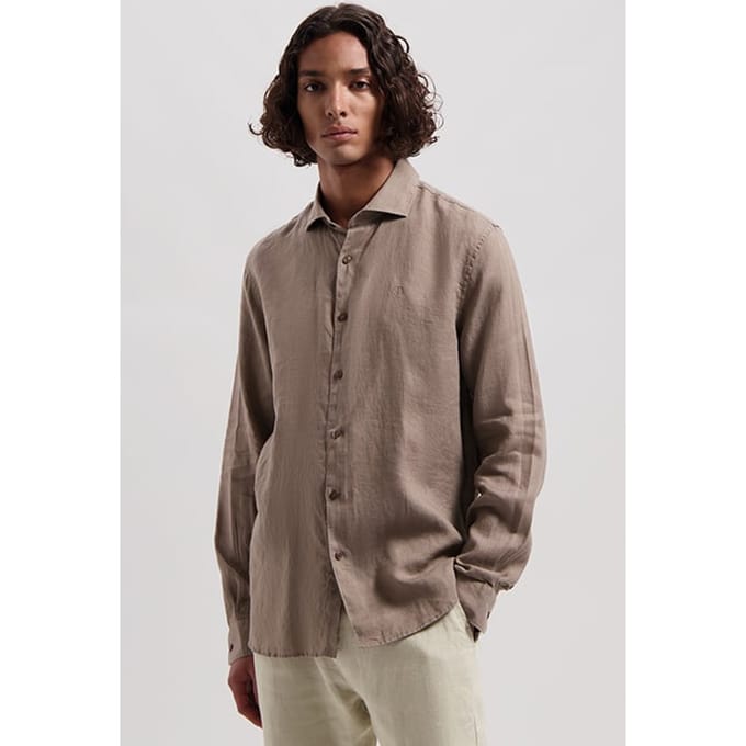 Dstrezzed Basic Shirt Linen Timber Wolf Größe: M | Casual hemden Outlet | Herren | Weiß