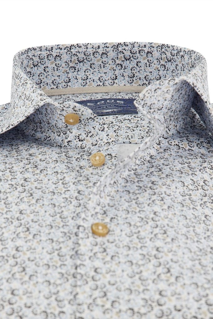 Ledub overhemd Modern Fit New blauw geprint katoen